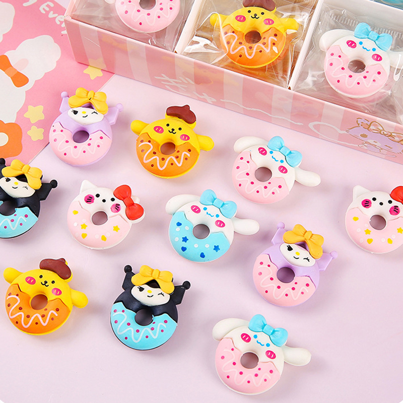 🌈ยางลบการ์ตูนโดนัท🌈 ยางลบลายSanrio ₍^. .^₎⟆ หูการ์ตูนสัตว์หลากสี✔️พร้อมส่งในไทย เครื่องเขียน ยางลบ ลบคำผิด