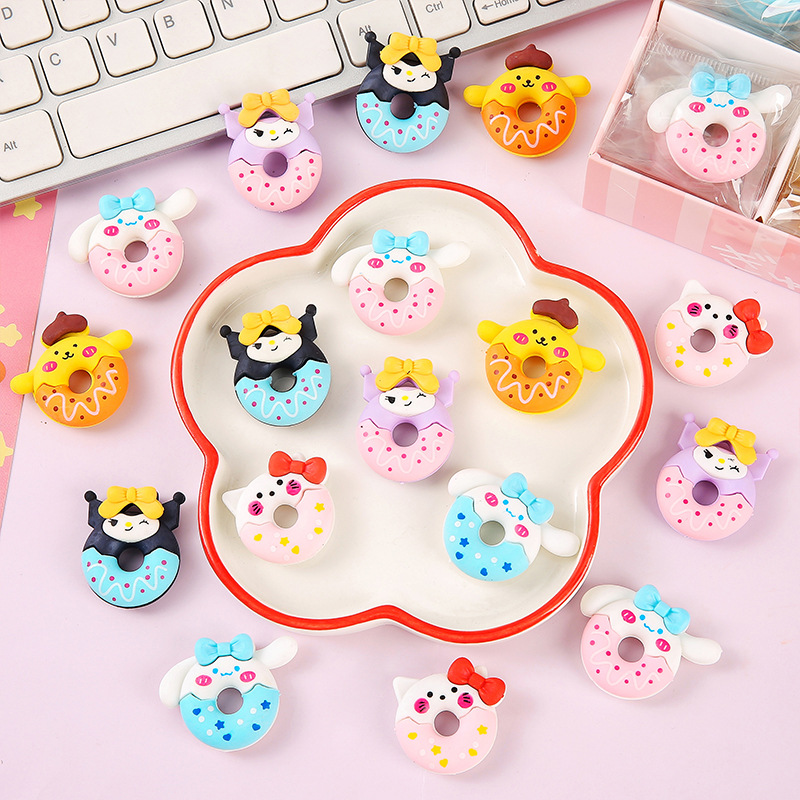 🌈ยางลบการ์ตูนโดนัท🌈 ยางลบลายSanrio ₍^. .^₎⟆ หูการ์ตูนสัตว์หลากสี✔️พร้อมส่งในไทย เครื่องเขียน ยางลบ ลบคำผิด
