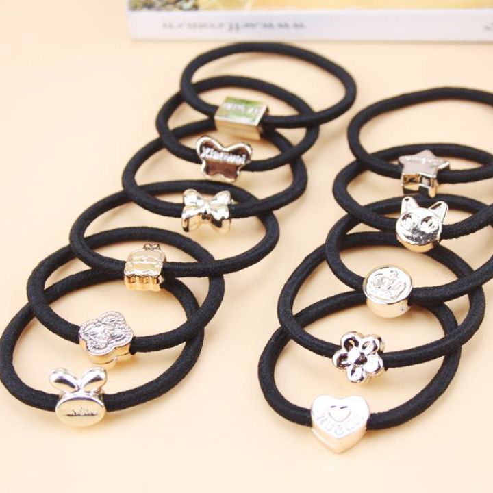 🌈⚫ยางยืดรัดผมรูปทรงการ์ตูนทองสายดำ ชิ้นละ 2 บาท✔️พร้อมส่ง Ohwowshop ยางยืด ยางมัดผม ยางยืดรัดผมเกาหลี ยางรัดผม