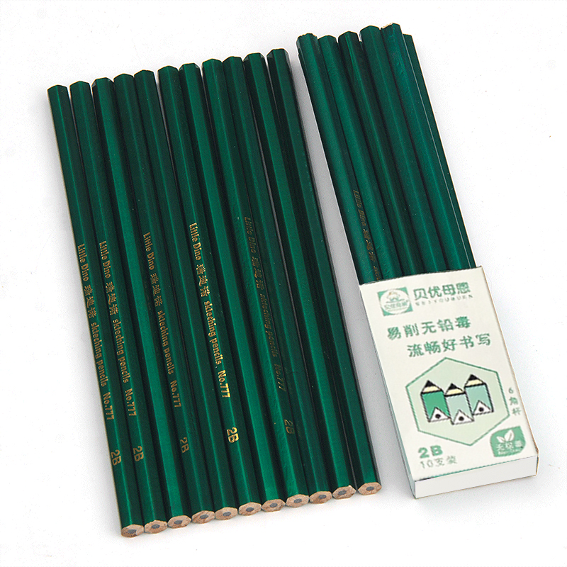 ✏️ดินสอไม้ 2B✏️ด้ามเขียว เกรด A ✔️ พร้อมส่งในไทย เครื่องเขียน ดินสอเขียนหนังสือ ไส้เข้ม ไม่หักง่าย