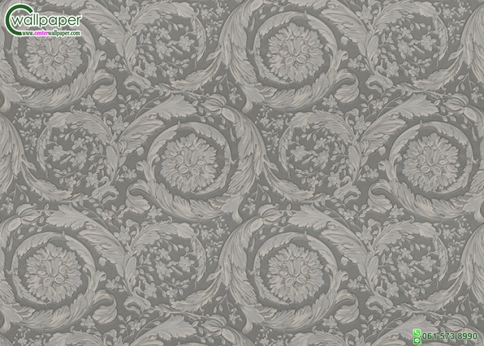 versace wallpaper ลายเรียบดอกไม้สีเทา
