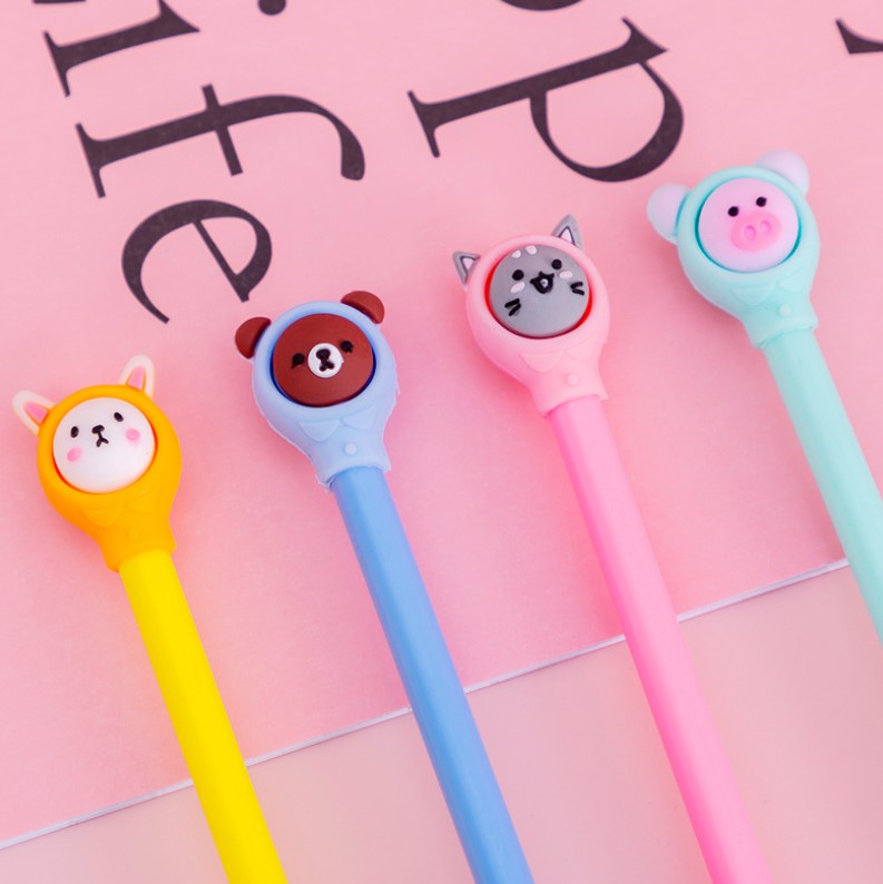 ปากกา 4สหายคลุมฮูด [ เจลน้ำเงิน ] ชิ้นละ 4 บาท Ohwowshop