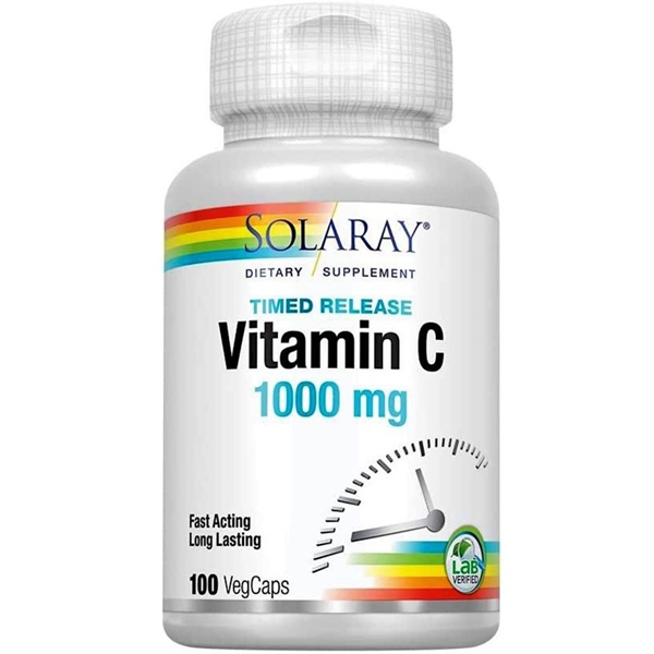 Solaray Timed Release Vitamin C 1000 mg. 100 Veg Caps (Exp. 09/2023)