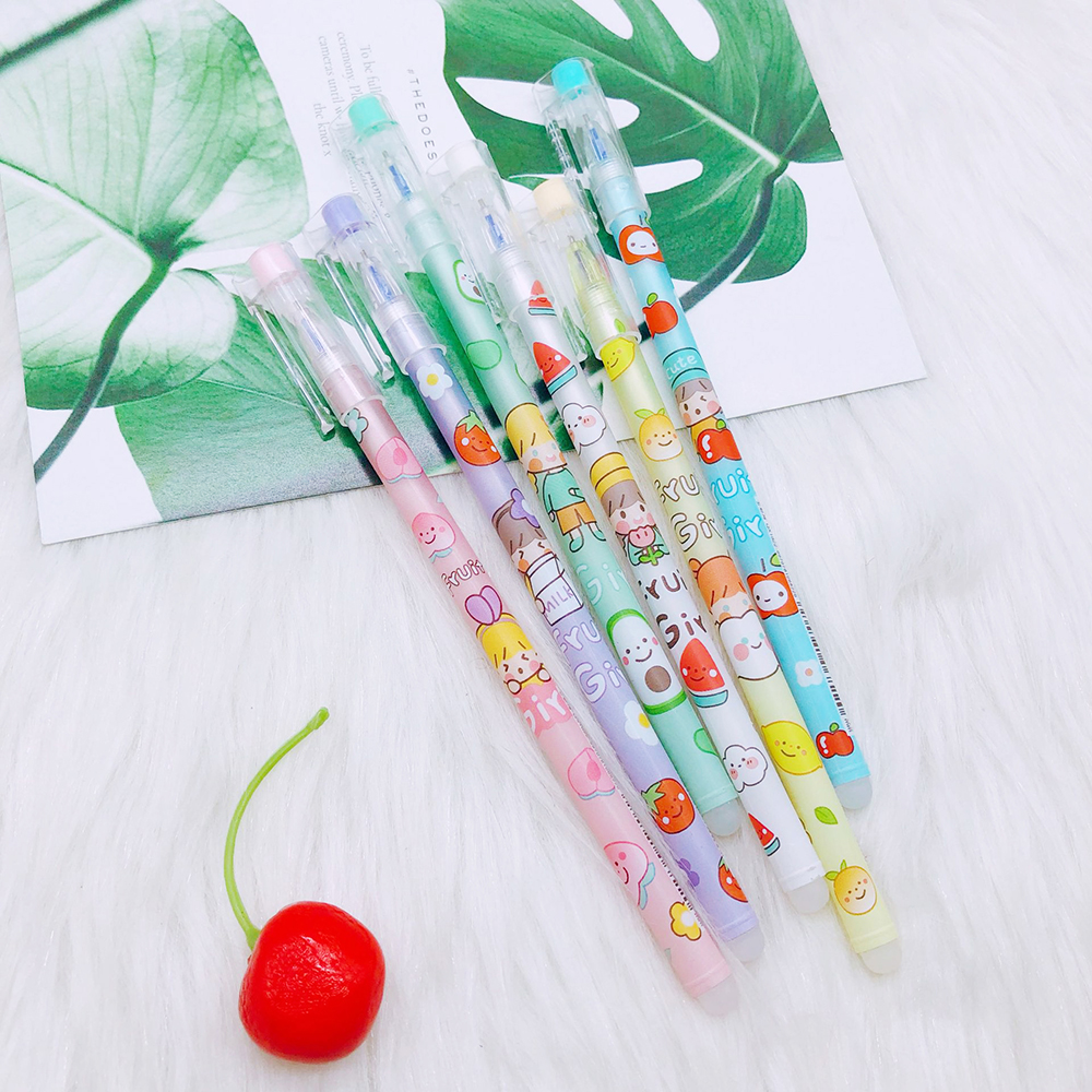 ⭐ปากกาลบได้ลาย⭐Fruit Girl ไส้สีน้ำเงิน 0.5 🎲สุ่มลาย ชิ้นละ 6 บาท ✔️พร้อมส่งOhwowshop ลบได้ ปากกาเจลลบได้ เครื่องเขียน
