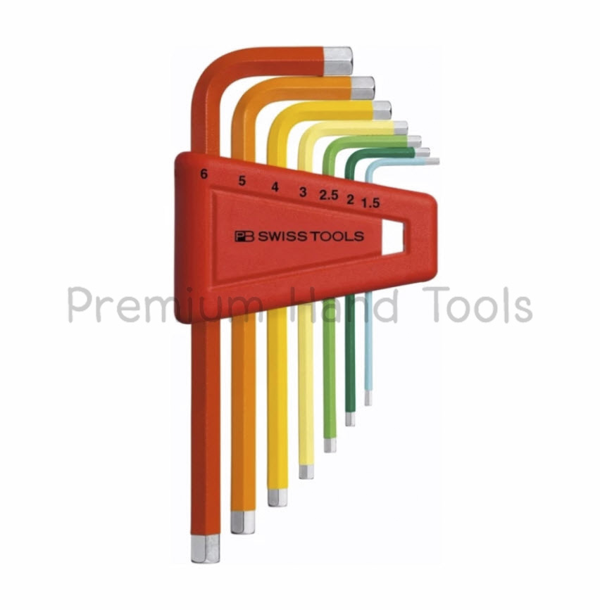 PB Swiss Tools PB 210 H-6 RB Multicolor ประแจหกเหลี่ยมชุด หัวตัด สั้น เบอร์ 1.5-6 มิล 7 ตัวชุด แยกเบอร์ตามสี
