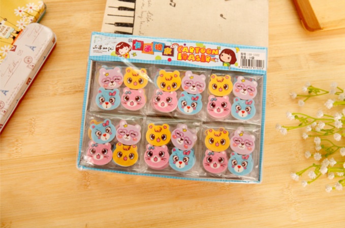 ยางลบหน้าแมวน่ารัก [สุ่มลาย] 1 ชิ้น 1 บาท Ohwowshop