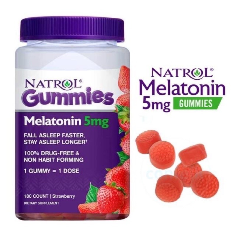 Natrol Gummies Melatonin Strawberry 5 mg. 180 Gummies