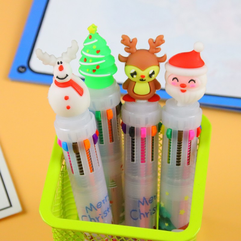 🌈🎄ปากกา 10 สี🎄🌈 ชุด V1 หัวการ์ตูน คริสต์มาสหลากสี ไส้ 0.5📌เลือกลาย ด้ามละ 12 บาท✔️พร้อมส่ง Ohwowshop ปากกากด ปากกาลายการ์ตูน ปากกาลูกลื่น
