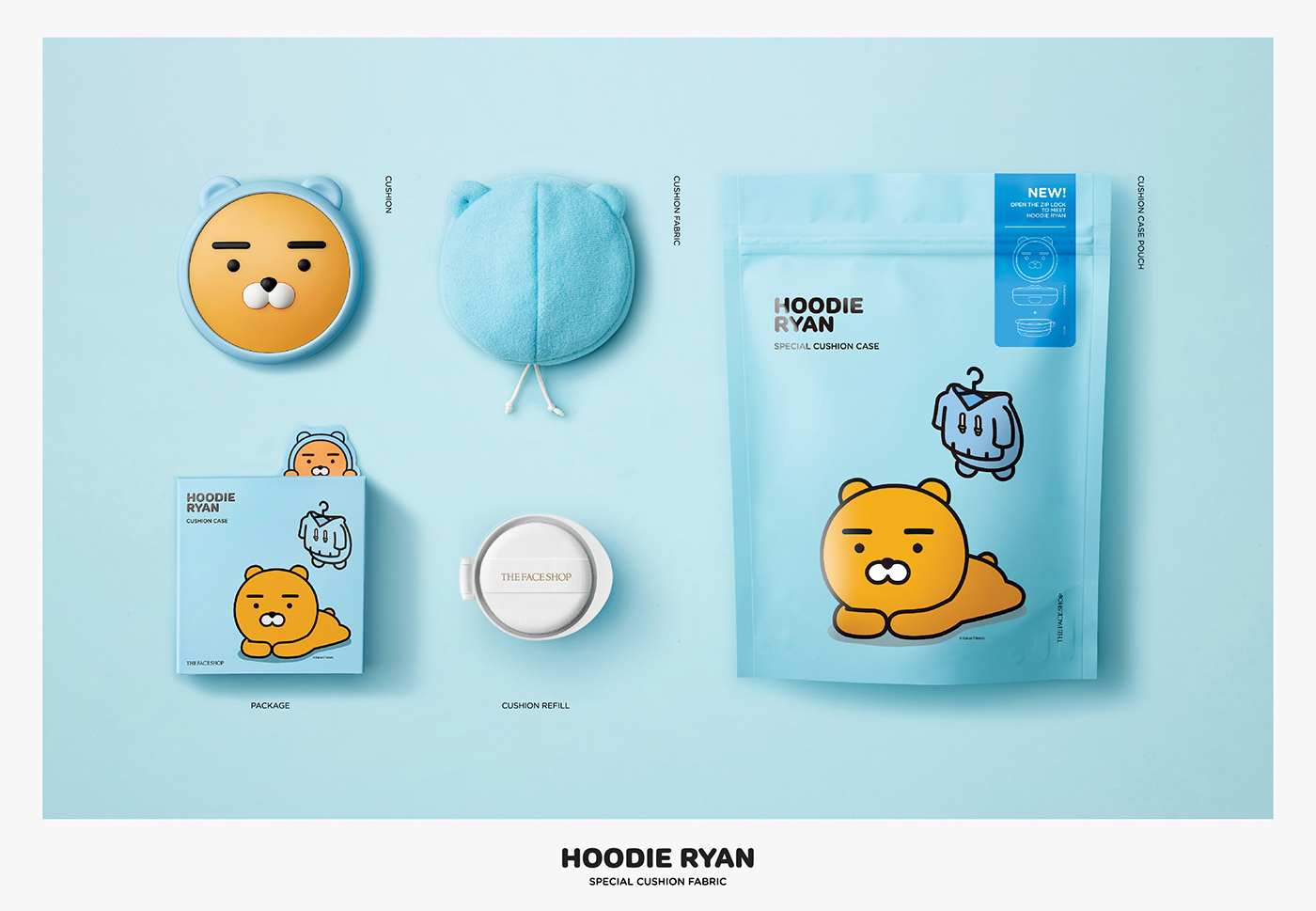 The Faceshop Hoodie Ryan Special Cushion Oil Control Water V203 ผิวขาวเหลือง-ผิวคล้่ำ