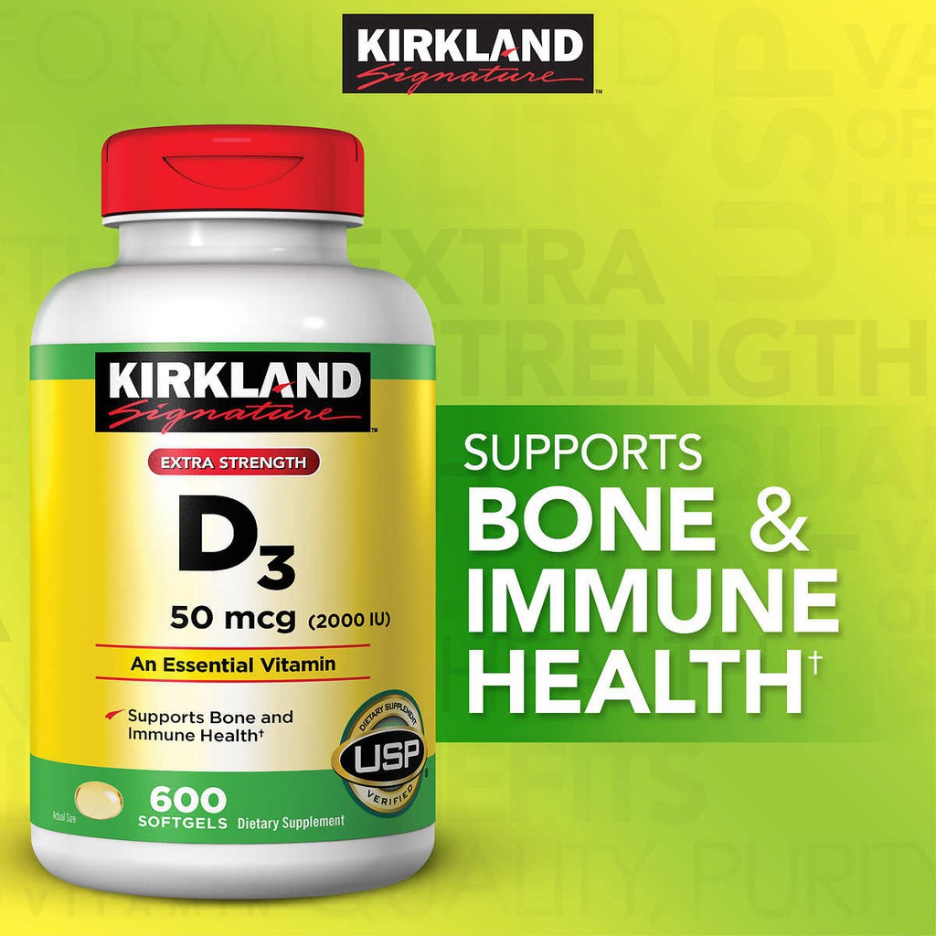 Kirkland D3 50 mcg (2000 IU) 600 Softgels