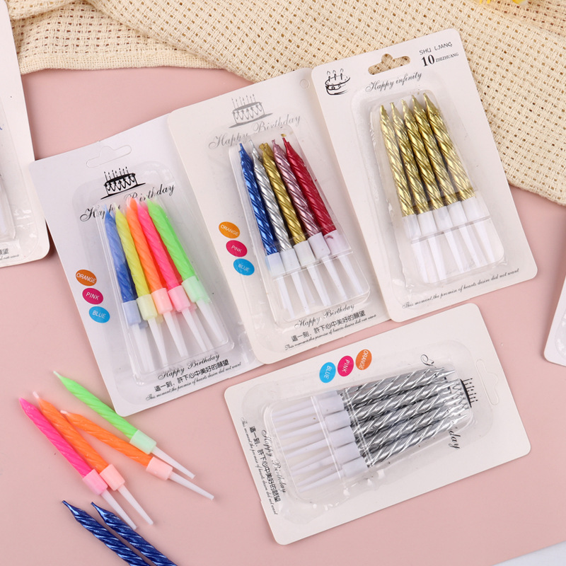 🔥สินค้าขายดี🔥 🎂เทียน Happy birthday แบบเกลียว แพ็ค 10 ชิ้น ราคาแพ็คละ 3-5 บาท📌สินค้าเลือกสี✔️พร้อมส่ง Ohwowshop เทียนวันเกิด เทียนสี
