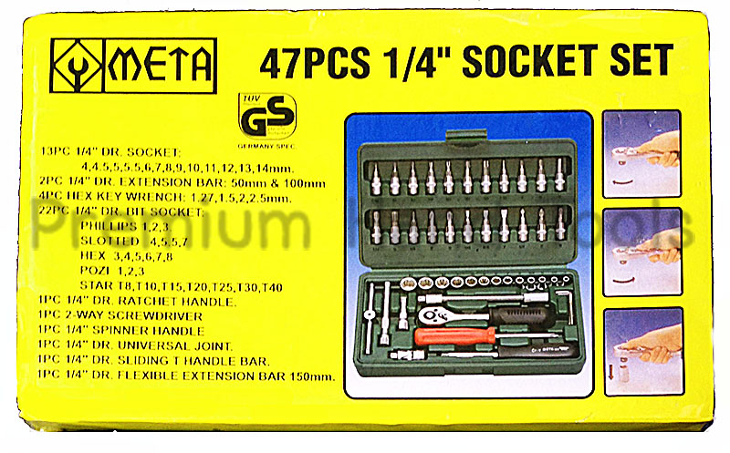 บ๊อกชุด META ขนาดรู 1/4" (6P) 47 ตัวชุด