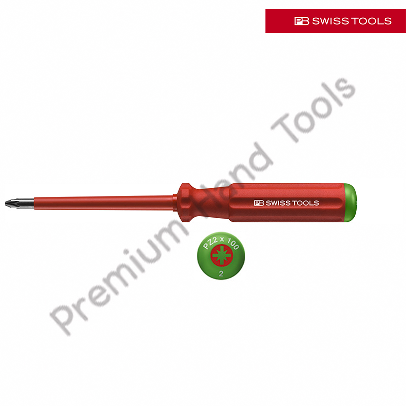 PB Swiss Tools PB 5192 ปาก PZ ไขควงหุ้มฉนวน ด้ามแดงหุ้มฉนวนกันไฟ เบอร์ 1 และ 2