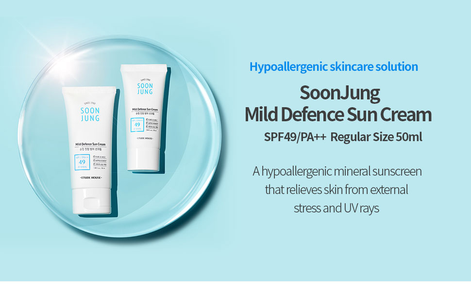 Etude House Soon Jung Mild Defence Sun Cream SPF49 PA++ 50 ml. (Regular Size)