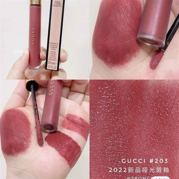 Gucci Lipstick Rouge A Levres Liquid Mat Lip Colour 6.5 ml. #203 Mildred Rosewood (Tester Box)