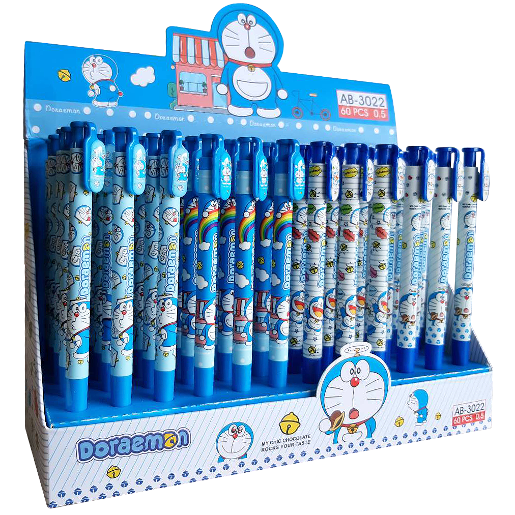 ปากกากดแฟนซี ซีรีส์ โดเรม่อน ไส้สีน้ำเงิน หัวเล็ก0.5 ชิ้นละ 9 บาท สุ่มลาย 📦ยกกล่อง 60แท่ง ✔️พร้อมส่ง เครื่องเขียน
