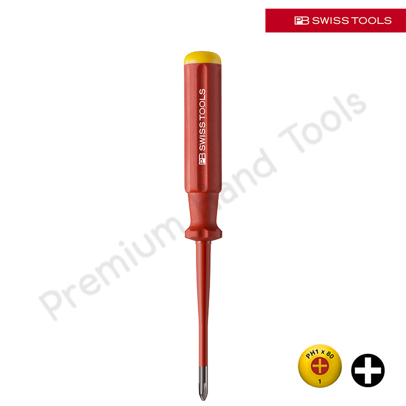 PB Swiss Tools PB 5190 SL *SLIM ไขควงหุ้มฉนวน ปากแฉก ด้ามแดงหุ้มฉนวนกันไฟ แกนเรียวผอม