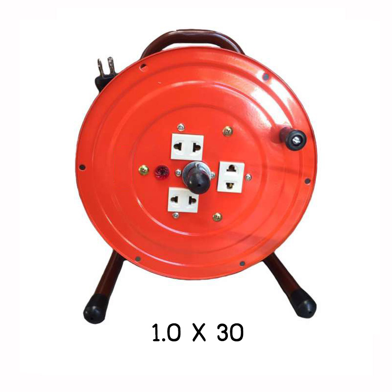 โรลสายไฟ ม้วนสายไฟ ขนาด 1.0 x 30 เมตร เต้ารับ 4 จุด รองรับ 3 ขา 4 จุด