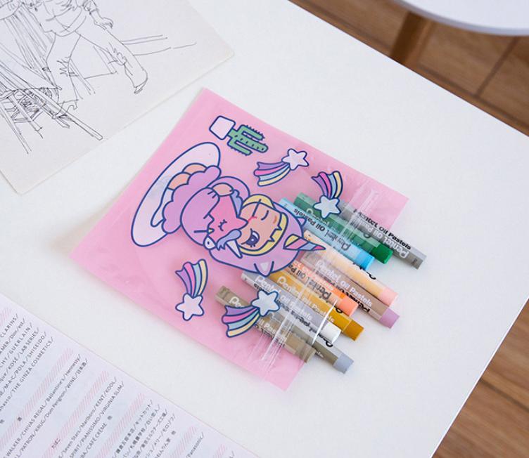 🌈ถุงเก็บอุปกรณ์ลายการ์ตูน 13.5x13.5 cm ชิ้นละ 2 บาท 📌เลือกแบบสินค้าได้ ✔️พร้อมส่ง Ohwowshop ถุง เก็บของ พลาสติก