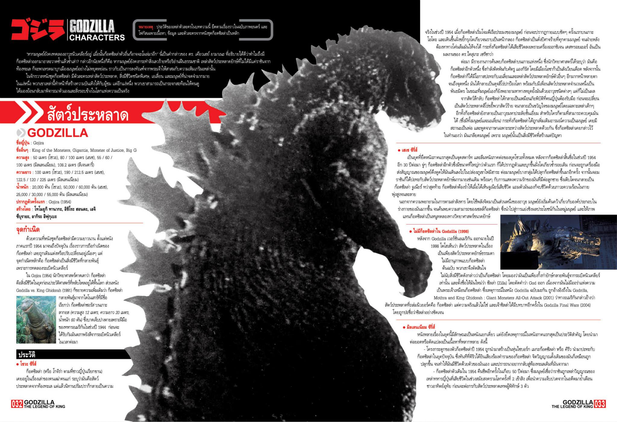 หนังสือ Starpics Special : Godzilla , The Legend of King