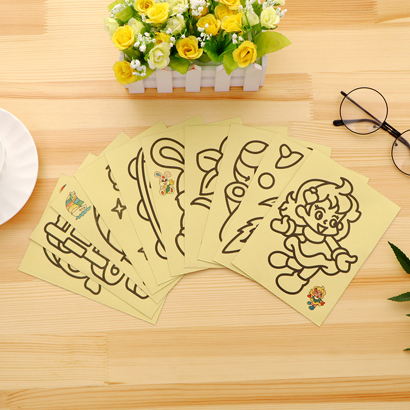 ⭐ทรายระบายสี Mini⭐ขนาด 11.5x8.5cm 📌สุ่มลาย ราคา 2 บาท/แผ่น ✅พร้อมส่ง Ohwowshop ทราย ระบายสี เครื่องเขียน กระดาษ