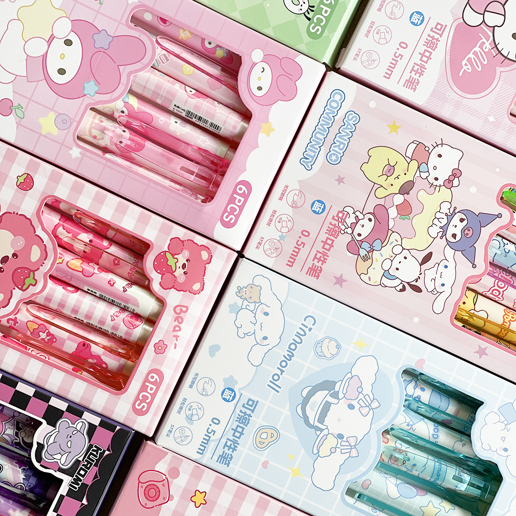 🌈ปากกากดลบได้การ์ตูนดัง⭐🌈ยกล่อง 6 แท่ง⭐ไส้สีน้ำเงิน0.5📌เลือกแบบ✔️พร้อมส่งในไทย ลบได้ ปากกาเจลลบได้ เครื่องเขียน