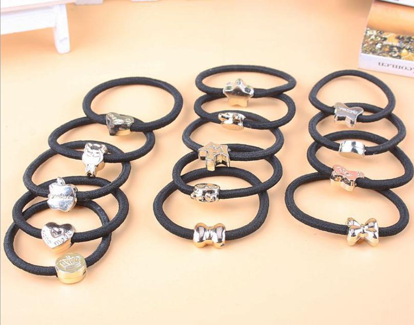 🌈⚫ยางยืดรัดผมรูปทรงการ์ตูนทองสายดำ ชิ้นละ 2 บาท✔️พร้อมส่ง Ohwowshop ยางยืด ยางมัดผม ยางยืดรัดผมเกาหลี ยางรัดผม