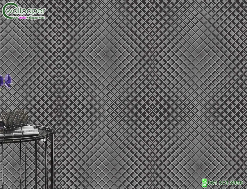 วอลเปเปอร์ติดผนังโมเดิร์นกราฟฟิค ลายตาข่ายสีดำเทา