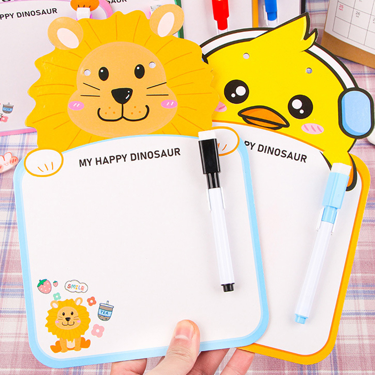 🌈🦁กระดานไวท์บอร์ดพร้อมปากกา🐼🌈กระดานวาดรูป รูปทรงการ์ตูน📌พร้อมส่งในไทย กระดานลบออกได้ เครื่องเขียนเด็ก พกพา แขวนได้