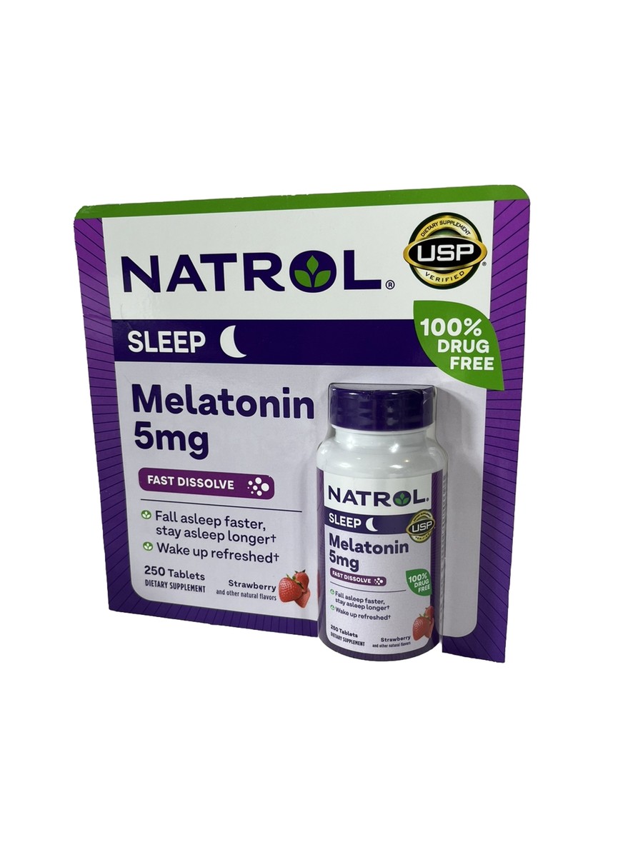 Natrol Melatonin Time Release Fast Dissolve 5 mg. (250 เม็ด) รสสตรอเบอร์รี่