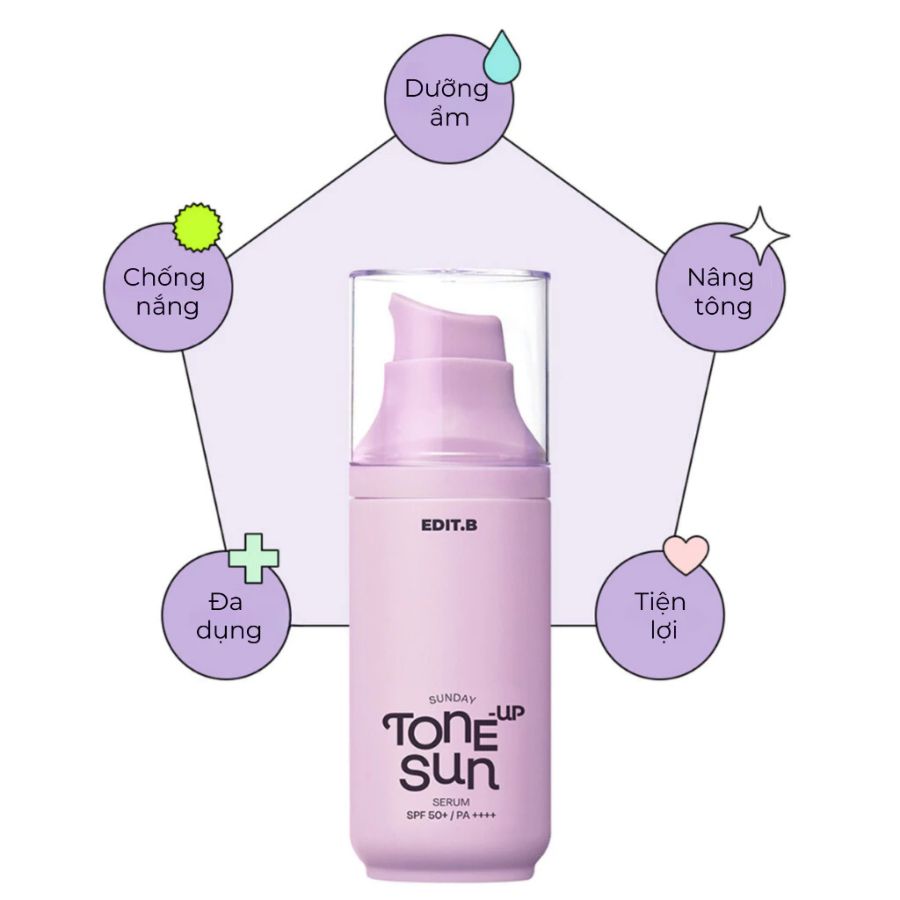 EDIT.B Sunday Tone Up Sun Serum SPF50+/PA++++ 55 ml.