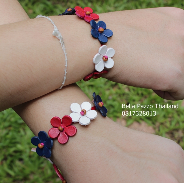 ข้อมือฝาบ๊วยใหญ่ เชียร์ทีมชาติไทย หนังแท้ทำมือ แฮนด์เมด