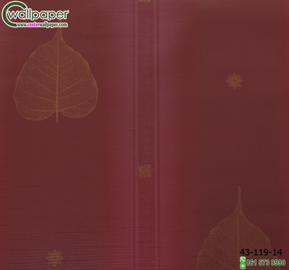 wallpaper ลายไทยห้องพระ ลายใบโพธิ์สีแดง