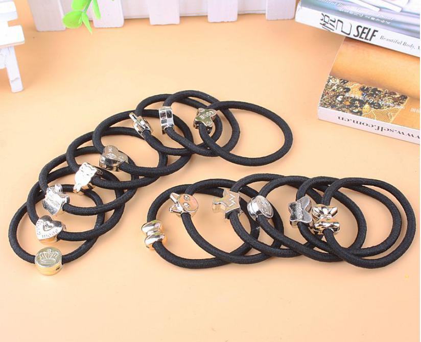 🌈⚫ยางยืดรัดผมรูปทรงการ์ตูนทองสายดำ ชิ้นละ 2 บาท✔️พร้อมส่ง Ohwowshop ยางยืด ยางมัดผม ยางยืดรัดผมเกาหลี ยางรัดผม