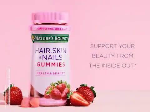 Nature's Bounty Optimal Solutions Hair Skin & Nails Gummies #Strawberry Flavored 80 Gummies
