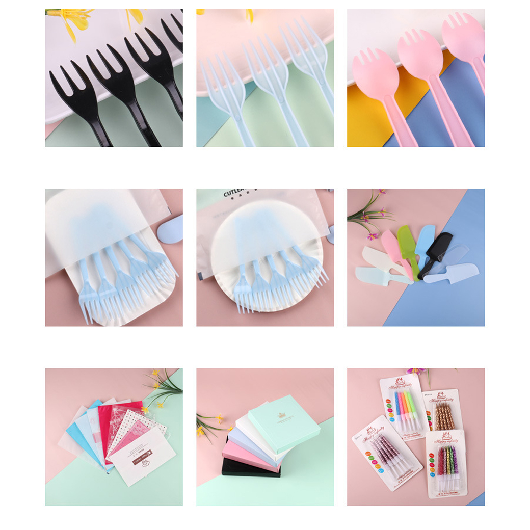 ⭐สินค้าขายดี⭐🎂ชุดอุปกรณ์วันเกิด Happy birthday ชุดละ 12 บาท📌เลือกแบบ✔️พร้อมส่ง Ohwowshop จาน ซ้อม มีดพลาสติก เทียน