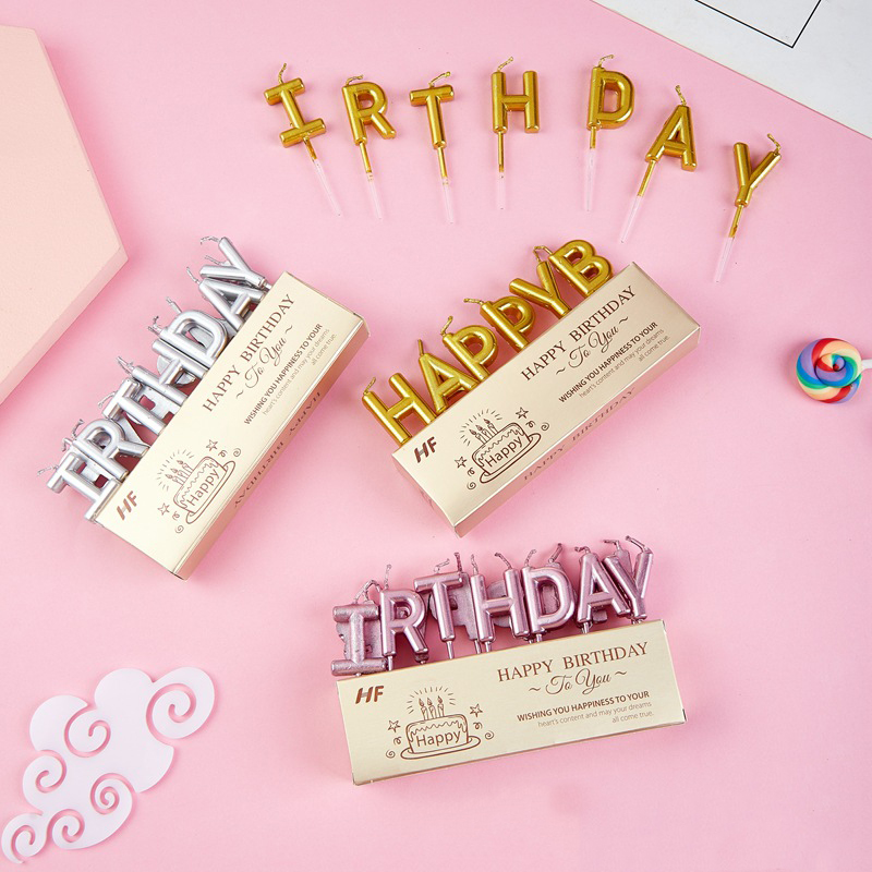 🔥สินค้าขายดี🔥 🎂เทียนวันเกิด Happy birthday แบบแพ็คชุด 13 ตัวอักษร แพ็คละ 20-25 บาท📌สินค้าเลือกสี✔️พร้อมส่ง Ohwowshop เทียนวันเกิด เทียนสี