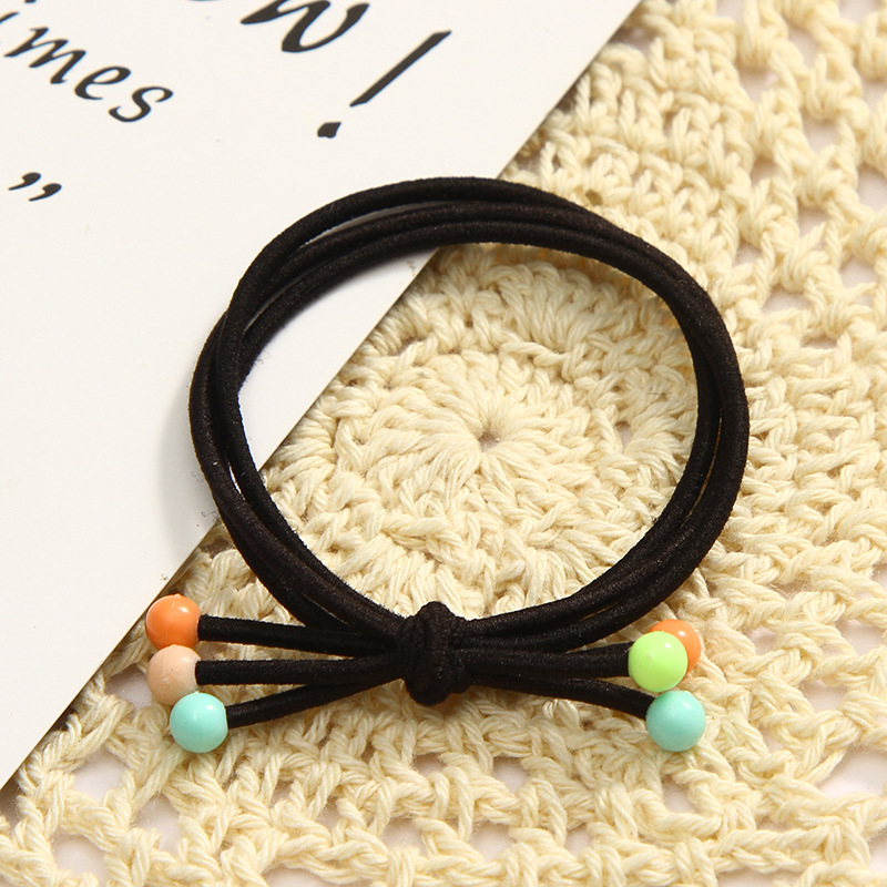 🌈ยางยืดรัดผมสายดำหัวลูกปัด ชิ้นละ 2 บาท ✔️พร้อมส่ง Ohwowshop หนังยางรัดผมเกาหลี ยางรัดผมไสต์เกาหลี