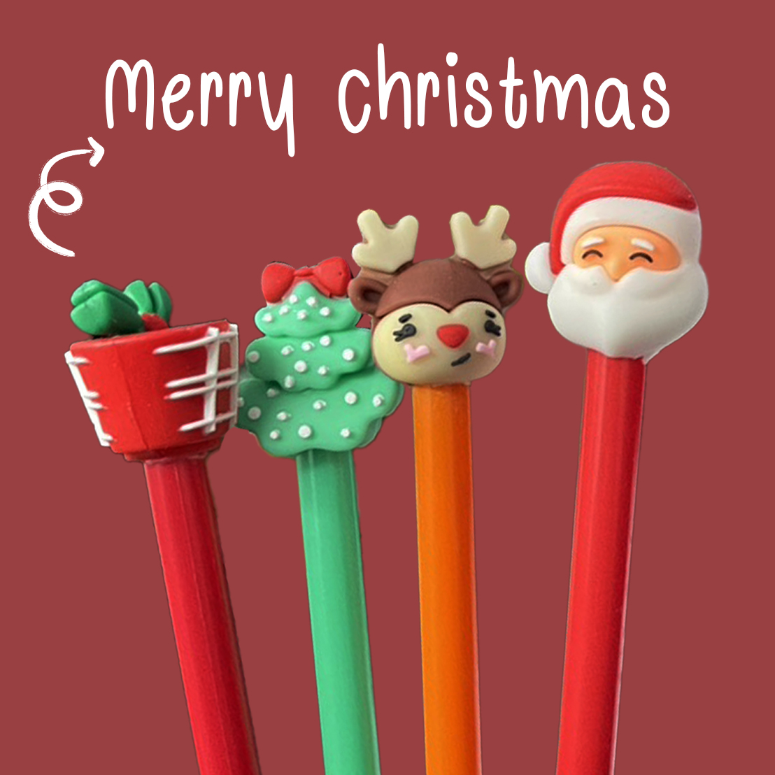 🎅❄ปากกาเจล❄🎅New Christmas V.2 🔵ไส้ดำ 0.5📌สุ่มคละลาย✔️พร้อมส่งในไทย ปากกาลายการ์ตูน ปากกาลูกลื่น