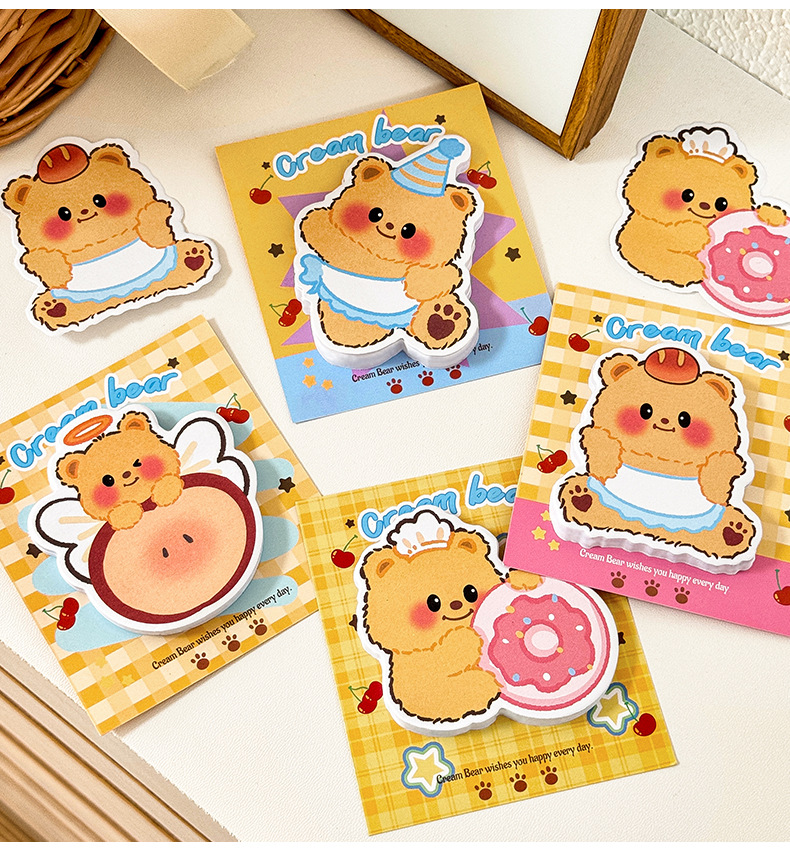 🧡กระดาษโน๊ตกาวในตัว sticky note🐻หมีเนย 30แผ่น🐻 กระดาษโน้ตน่ารัก พาสเทลสดใส ของใช้สุดคิ้วท์