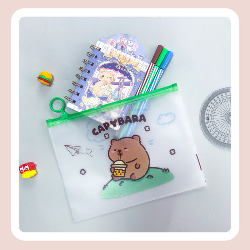 ⭐🐾ซองซิปพลาสติกA5🌈capybara style 21x17cm📌เลือกลาย✔️สินค้าพร้อมส่งในไทย ซองซิปล็อค กระเป๋าซิปล็อค