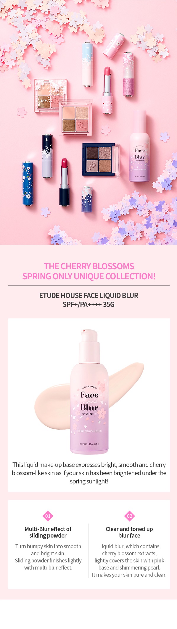 Etude House Face Liquid Blur SPF50+ PA++++ 35 g. (Cherry Blossom Collection)