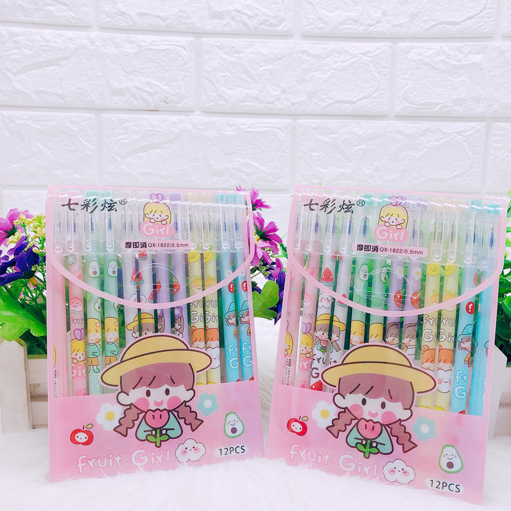 ⭐ปากกาลบได้ลาย⭐Fruit Girl ไส้สีน้ำเงิน 0.5 🎲สุ่มลาย ชิ้นละ 6 บาท ✔️พร้อมส่งOhwowshop ลบได้ ปากกาเจลลบได้ เครื่องเขียน