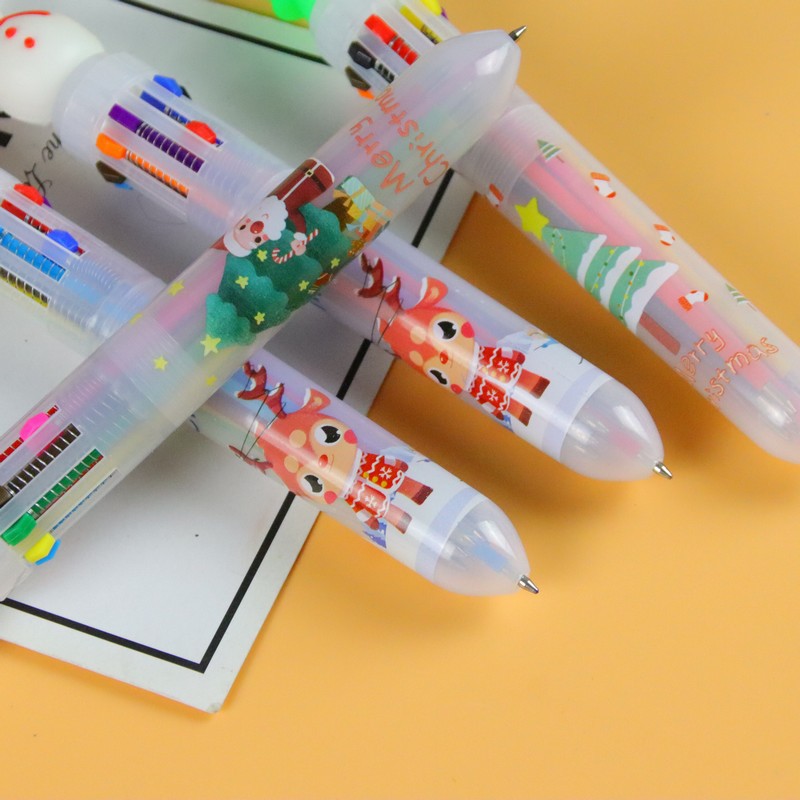 🌈🎄ปากกา 10 สี🎄🌈 ชุด V1 หัวการ์ตูน คริสต์มาสหลากสี ไส้ 0.5📌เลือกลาย ด้ามละ 12 บาท✔️พร้อมส่ง Ohwowshop ปากกากด ปากกาลายการ์ตูน ปากกาลูกลื่น