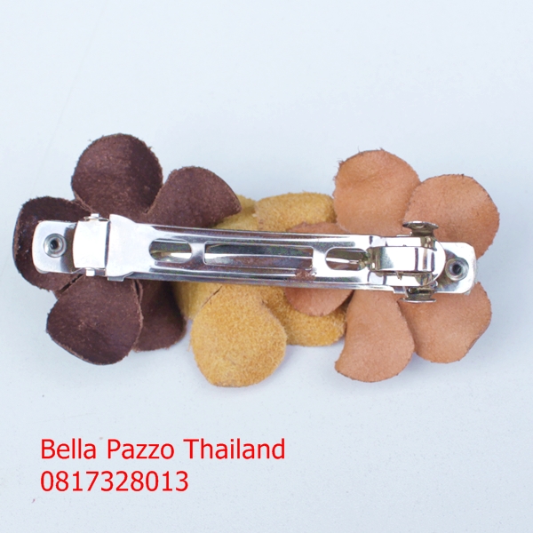 กิ๊บสปริงติดผมกุหลาบ 4cm. 3 ดอก หนังแท้ทำมือ แฮนด์เมด Leather flower, handmade, hair clip, handicraft