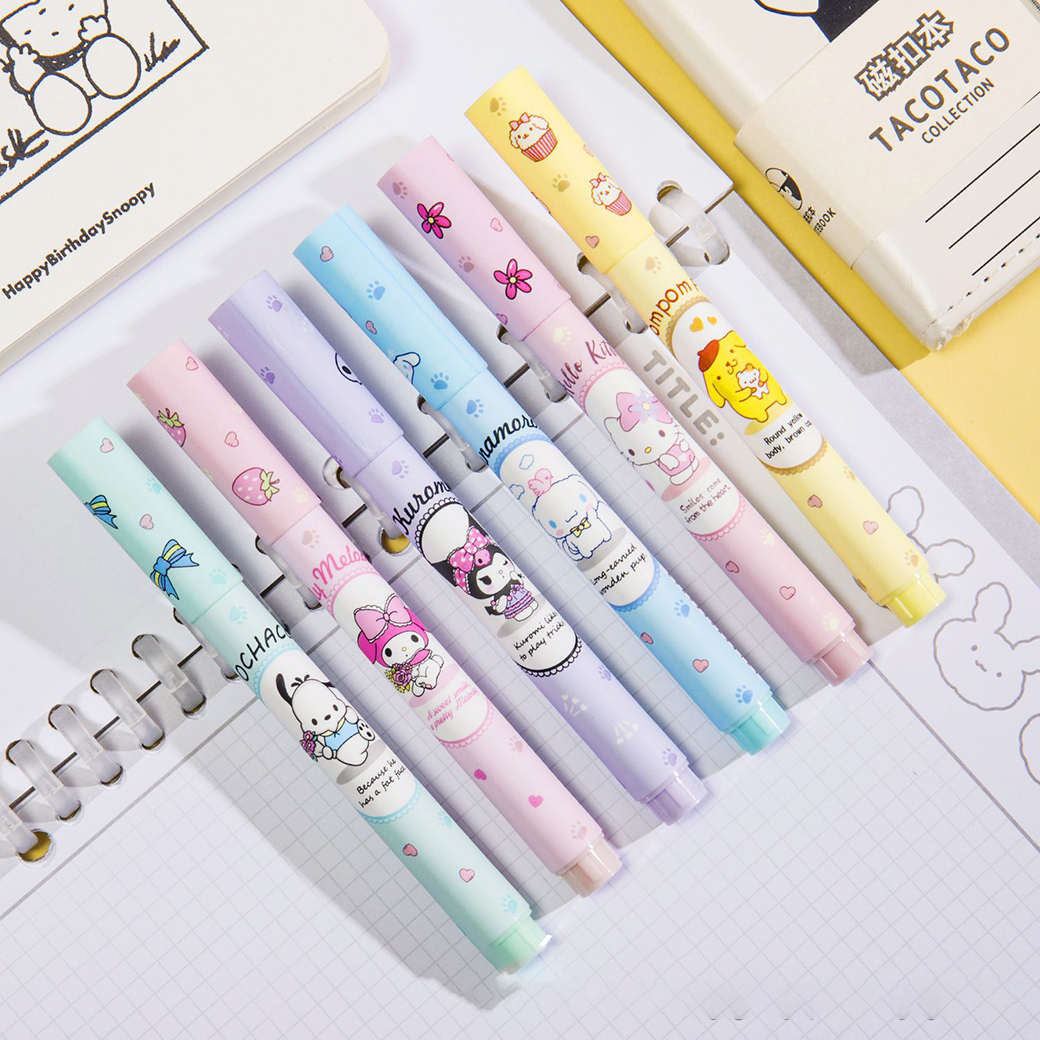🌈ปากกาไฮไลท์✨ชุดปากกาเน้นข้อความ มาร์กเกอร์การ์ตูน Sanrio✅พร้อมส่งในไทย สีหวานพาสเทล เหมาะสำหรับจดเรียน จดเลคเชอร์