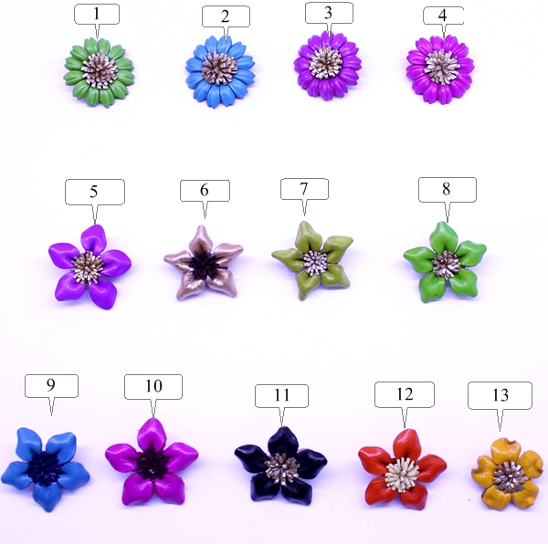 เข็มกลัดดอกไม้หนังแท้ทำมือขนาด3.5cm.