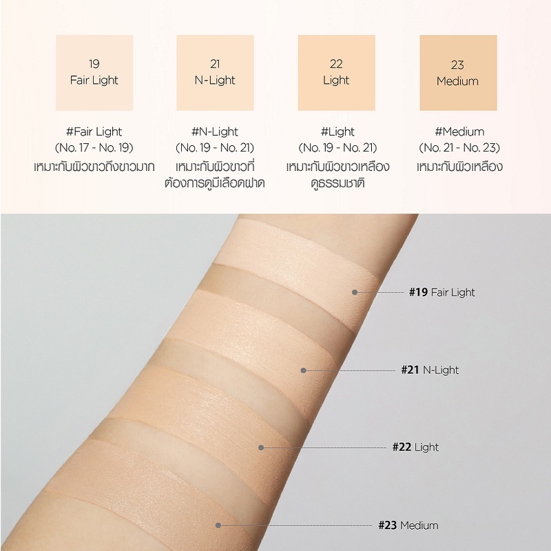 Jung Saem Mool Skin Nuder Cover Layer Cushion SPF 50+ PA+++ 14 g. #19 Fair Light ตลับจริง + รีฟิล