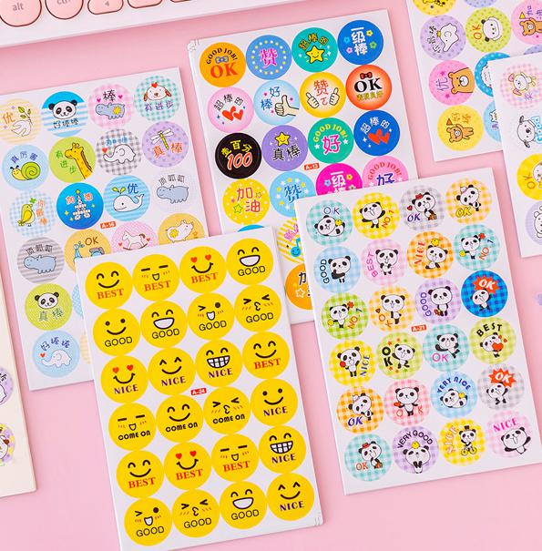 ⭐สติกเกอร์วงกลมลายการ์ตูน 4 แถว⭐เสริมทักษะ(เลือกแบบสินค้า)แผ่นละ 1 บาท✔️พร้อมส่ง Ohwowshop สติ๊กเกอร์ สวยงาม ราคาถูก เครื่องเขียน