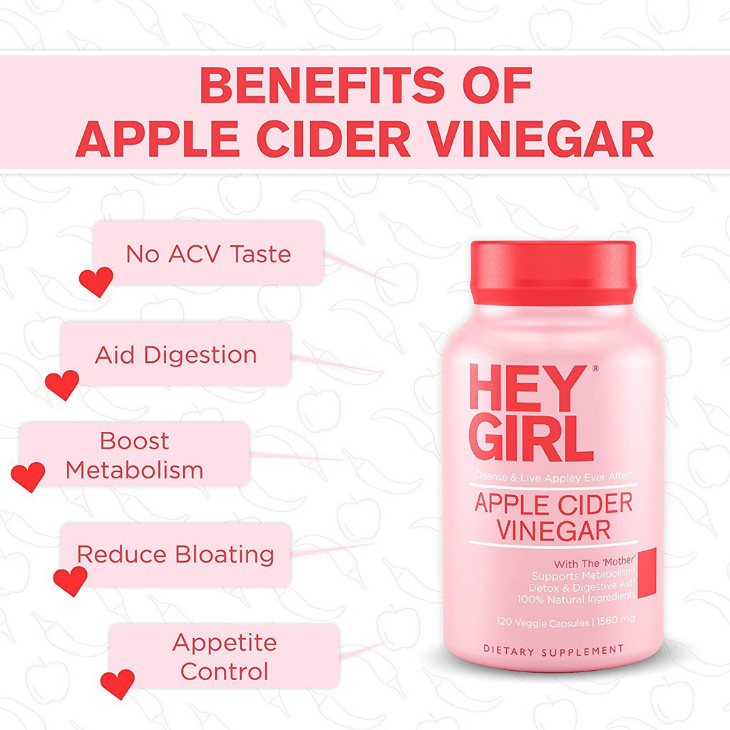 Hey Girl Apple Cider Vinegar 1,560 mg. 120 Capsules
